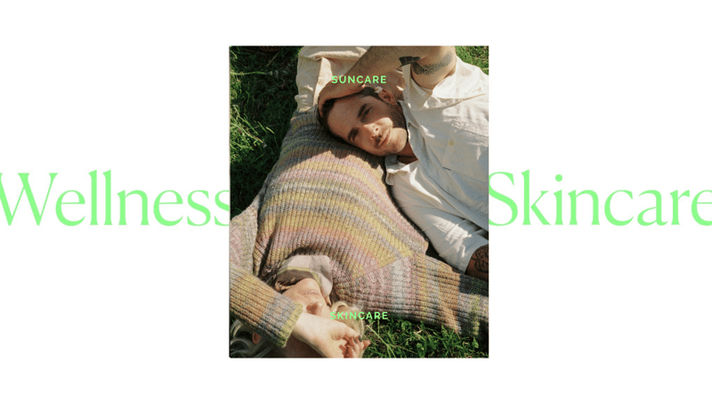Wellness Skincare. Man and woman laying in the grass.