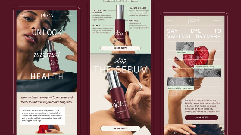 Plum Website showcased on phone screens