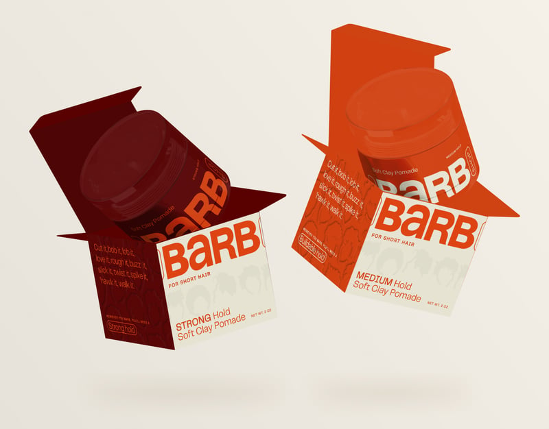 Barb product packaging designs.